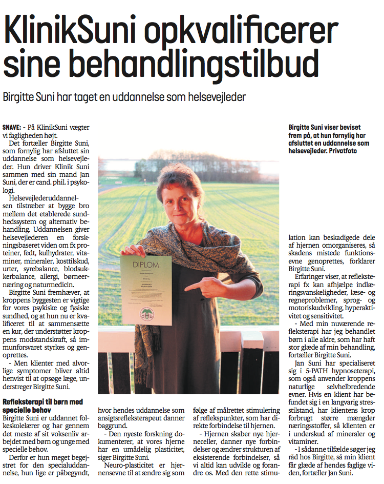 Birgitte Suni har taget en uddannelse som helsevejleder